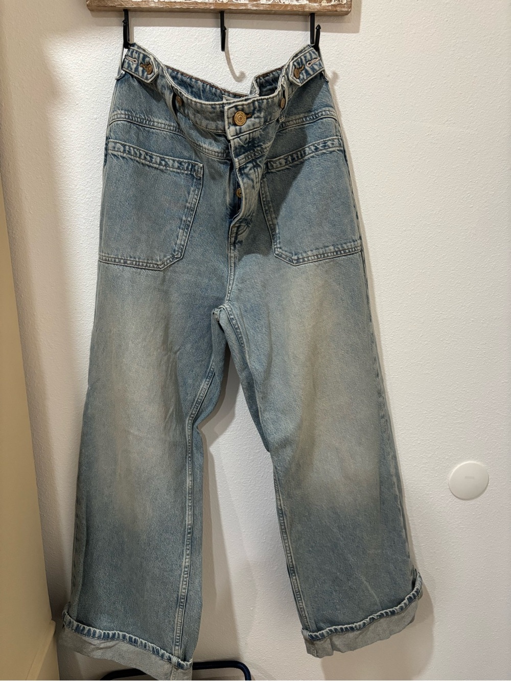 We The Free Faded Light Blue Relaxed Wide-Leg Jeans